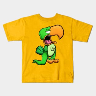 Bored Green Parrot Kids T-Shirt